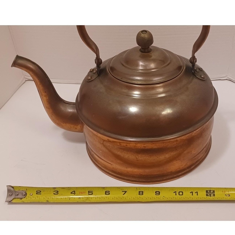 Antique Copper Tea Kettle Large Tea Pot 5 Liter Vintage Teapot 1910–1930 Revere - Picture 9 of 12